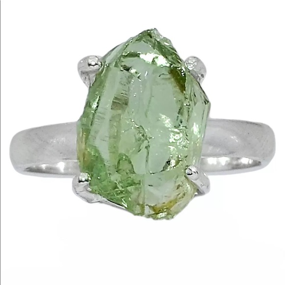 Jewelry - Natural green amethyst sterling silver rings